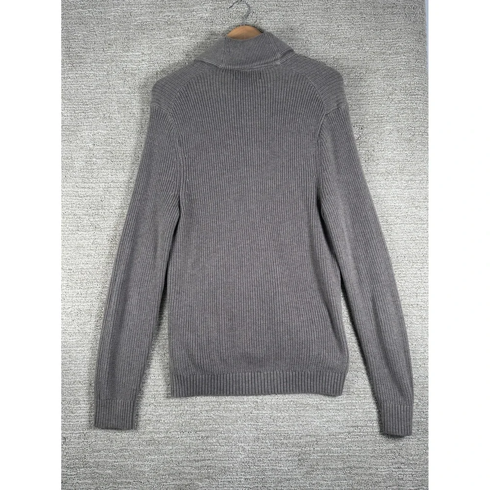 Banana Republic Mens Shawl Collar Cardigan Sweater Taupe Gray Ribbed Knit Small